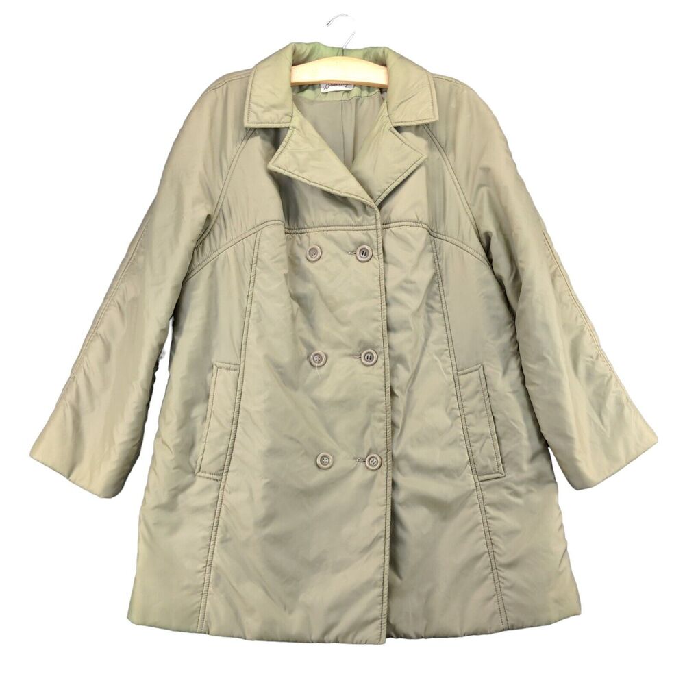 Vintage Bromleigh Double Breasted Pea Coat Womens Size L Green Insulated